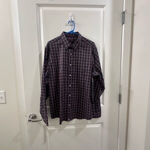 UNTUCKit Men's Casual Plaid Shirt - Dark Red and Black